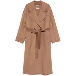 Max Mara, Dames, Mantels, Bruin, Maat: S Wol,