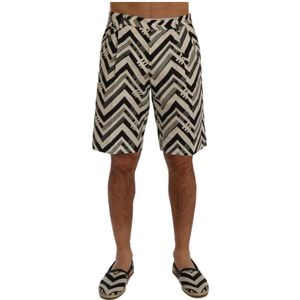 Dolce & Gabbana - Chevron Print Shorts - Zwart-wit - Korte Broeken