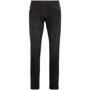 Philipp Plein, Heren, Jeans, Zwart, Maat: W32 Denim,