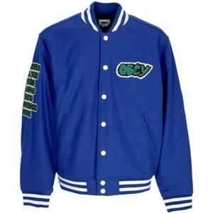 Obey, Heren, Jassen, Blauw, Maat: XS Wol,