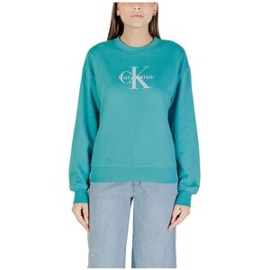 Calvin Klein Jeans, Dames, Sweatshirts & Hoodies, Blauw, Maat: XS Katoen,