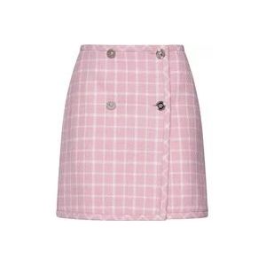 Versace Geruite Hoge Taille Rok , Pink , Dames , Maat: S