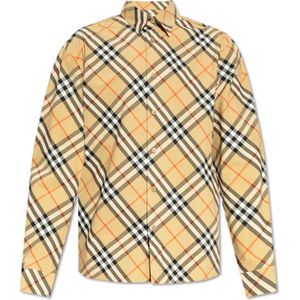 Burberry, Heren, Overhemden, Beige, Maat: L Katoen,