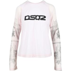 Dsquared2, Dames, Tops, Roze, Maat: 2XS Viscose,
