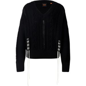 Hugo - C_Fangallo - V-hals Trui - Zwart - 100% Katoen