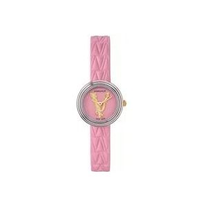 Versace Virtus Mini Roze Leren Horloge , Pink , Dames , Maat: ONE Size