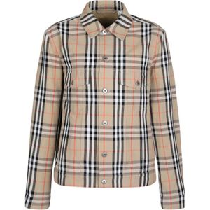 Burberry, Heren, Overhemden, Beige, Maat: XL Katoen,