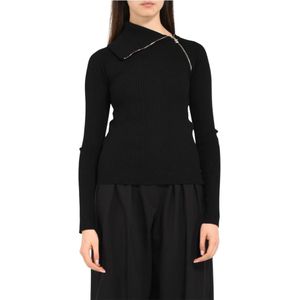 Sportmax, Dames, Truien, Zwart, Maat: XS Leer,