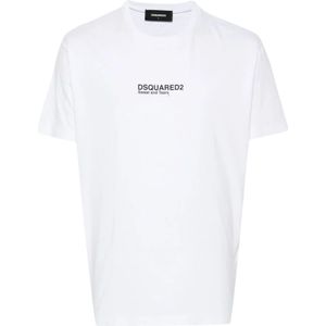 Dsquared2 Heren T-Hemden & Polos Bianco Ss25 , White , Heren , Maat: M