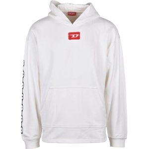 Diesel, Heren, Sweatshirts & Hoodies, Wit, Maat: S Katoen,