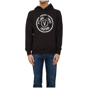 Versace Jeans Couture, Heren, Sweatshirts & Hoodies, Zwart, Maat: 2XL Katoen,