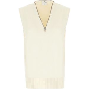 Courrèges, Dames, Truien, Beige, Maat: S Wol,