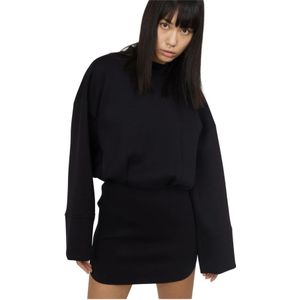 Silvian Heach - Mini-jurk - Zwart - Viscose - Lange Mouwen - Zijsplit