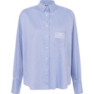 Elisabetta Franchi, Dames, Blouses & Shirts, Blauw, Maat: XL Katoen,