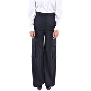 Max Mara Studio, Dames, Broeken, Zwart, Maat: XS Wol,