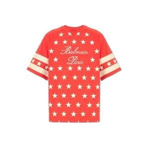 Balmain Oversized T-shirt , Red , Heren , Maat: XL