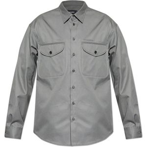 Dsquared2, Heren, Overhemden, Grijs, Maat: S Katoen,