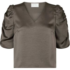 Neo Noir, Dames, Blouses & Shirts, Grijs, Maat: S Satijn,