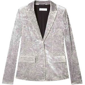 Patrizia Pepe, Dames, Jassen, Grijs, Maat: 2XS Velours,