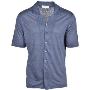 Gran Sasso, Heren, Overhemden, Blauw, Maat: L Linnen,