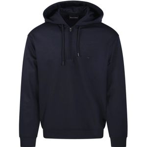 Emporio Armani, Heren, Sweatshirts & Hoodies, Blauw, Maat: L Wol,