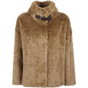 Herno, Dames, Jassen, Bruin, Maat: 2XS Leer,