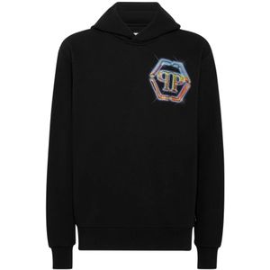 Philipp Plein, Heren, Sweatshirts & Hoodies, Zwart, Maat: L Katoen,