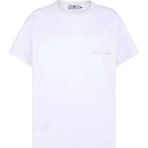 Elisabetta Franchi, Dames, Tops, Wit, Maat: L Jersey,