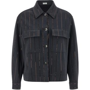 Brunello Cucinelli, Dames, Jassen, Blauw, Maat: XS Katoen,