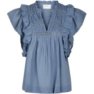 Neo Noir, Dames, Blouses & Shirts, Blauw, Maat: XL Voile,