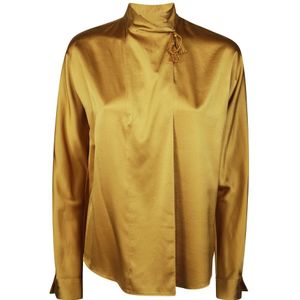 Forte Forte, Dames, Blouses & Shirts, Bruin, Maat: XS Zijde,