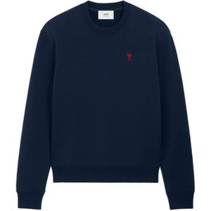 Ami Paris, Heren, Sweatshirts & Hoodies, Blauw, Maat: XL Katoen,