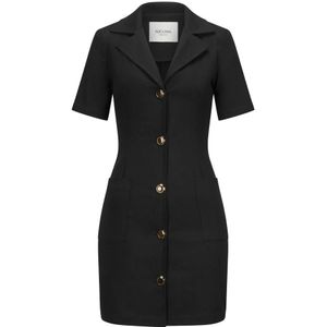 Nicowa - Gestructureerde Blazer Jurk - Zwart - Korte Mouwen
