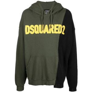 Dsquared2, Heren, Sweatshirts & Hoodies, Groen, Maat: XL Katoen,