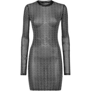 Philipp Plein, Dames, Jurken, Zwart, Maat: M Leer,