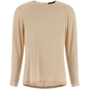 Max Mara, Dames, Tops, Beige, Maat: XL Zijde,