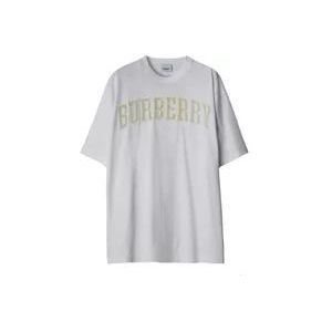 Burberry Witte Katoenen T-Shirt met Logo Details , White , Dames , Maat: M