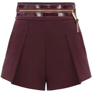 Elisabetta Franchi, Dames, Korte broeken, Rood, Maat: M Leer,