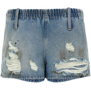 MM6 Maison Margiela, Dames, Korte broeken, Blauw, Maat: XS Denim,