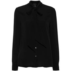 Pinko, Dames, Blouses & Shirts, Zwart, Maat: XS Zijde,
