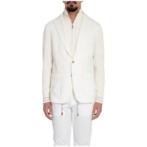 Eleventy, Heren, Jassen, Wit, Maat: L Katoen,