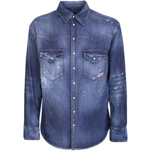 Dsquared2 - Blauwe Overhemden - Heren - Katoen