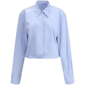 Prada, Dames, Blouses & Shirts, Blauw, Maat: XS Katoen,