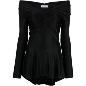 Rabanne, Dames, Blouses & Shirts, Zwart, Maat: L Viscose,