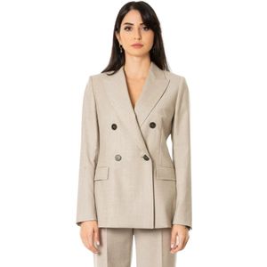 Max Mara Studio, Dames, Jassen, Grijs, Maat: L Wol,