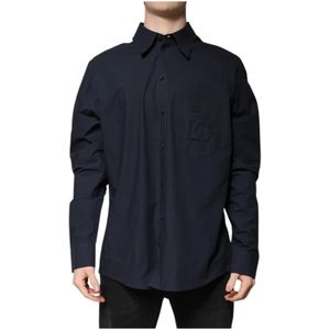 Dolce & Gabbana - Gouden Katoenen Overhemd - Blauw - Heren