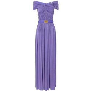 Elisabetta Franchi, Dames, Jurken, Paars, Maat: XL Jersey,