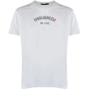 Dsquared2, Heren, Tops, Wit, Maat: S Katoen,