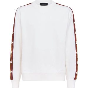 Dsquared2, Heren, Sweatshirts & Hoodies, Wit, Maat: L Wol,