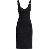 Versace Jeans Couture - Jurk met Glinsterende Glitter - Zwart - Dames - Midi Lengte